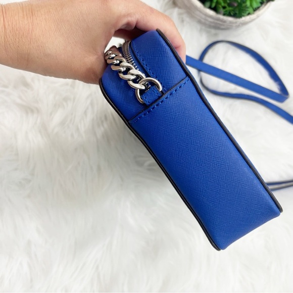 Michael Kors Blue Leather Perforated Crossbody Bag - Picture 4 of 11